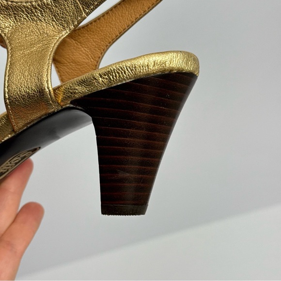 Sofft Leather Gold Metallic Comfort High Heels M Slingback Sandals 8M Dress Shoe - Picture 9 of 13